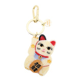 Hand-painted Maneki-Neko Cat Bag Charm + Keychain | Eco-Friendly