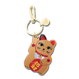 Hand-painted Maneki-Neko Cat Bag Charm + Keychain | Eco-Friendly