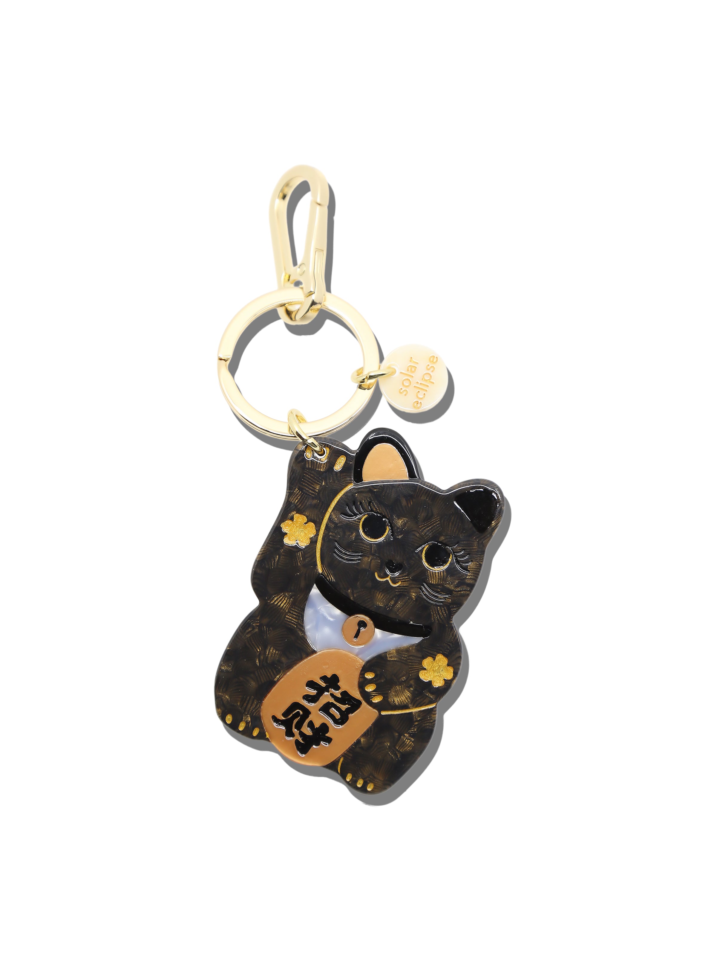 Hand-painted Maneki-Neko Cat Bag Charm + Keychain | Eco-Friendly