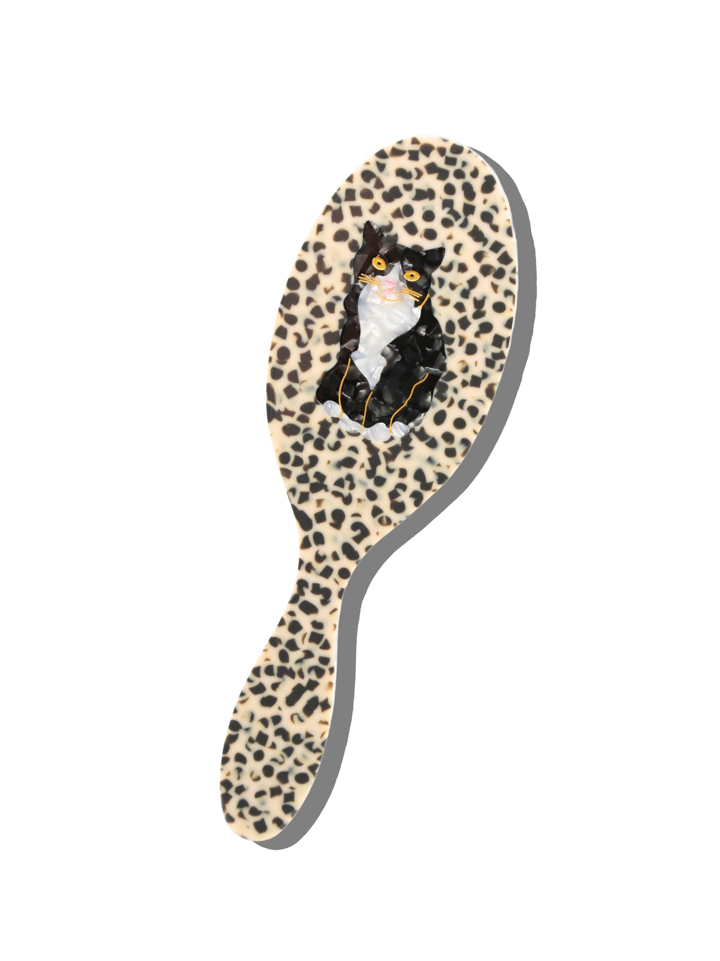 Hand-painted Tuxedo Cat Brush | Eco-Friendly