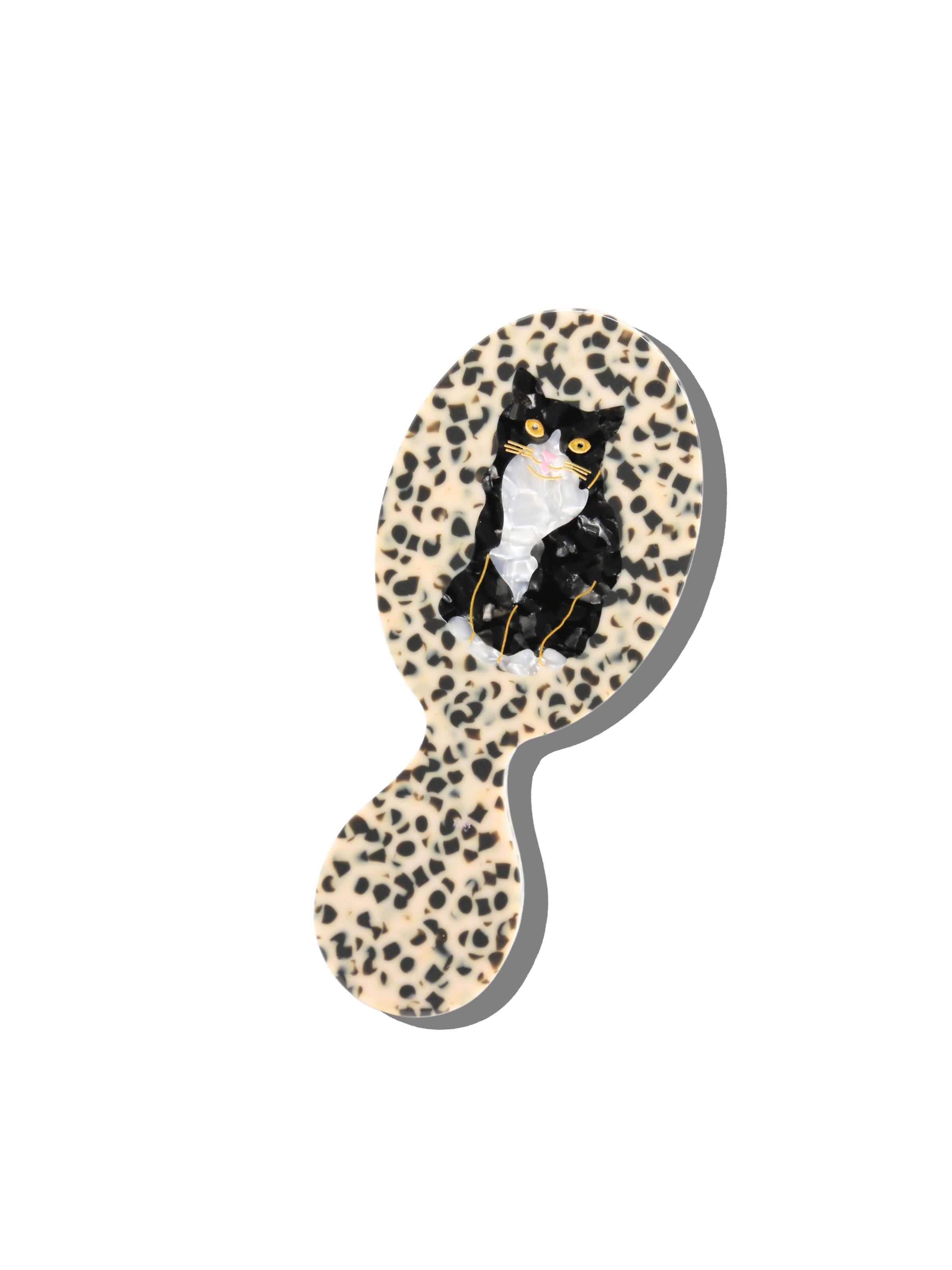 Hand-painted Tuxedo Cat Brush | Eco-Friendly