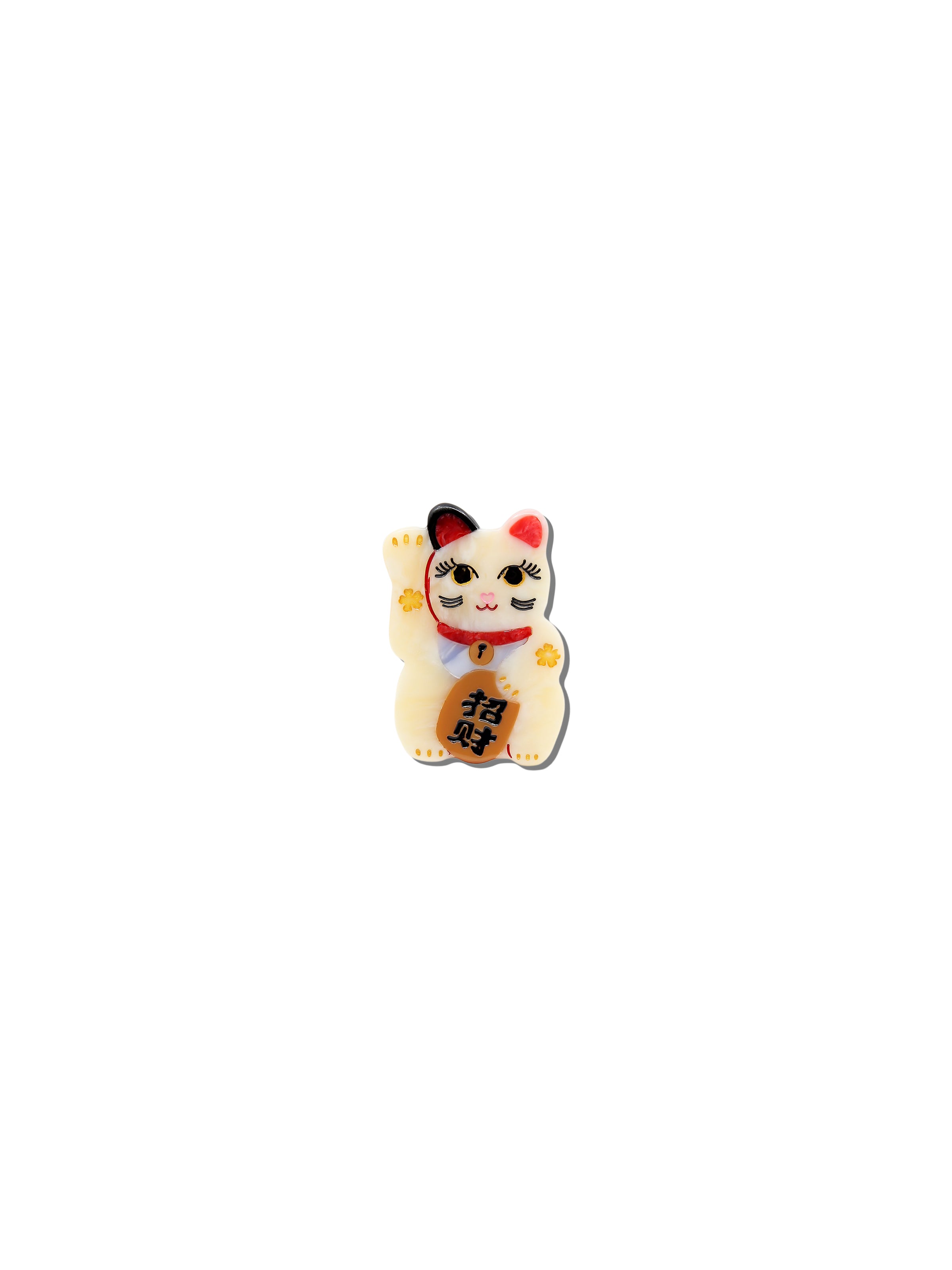 Hand-painted Maneki-Neko Cat Brooch Pin