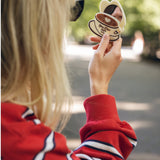 Hand-painted Vintage Cafe Coffee Compact Mirror | Eco-Friendly
