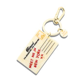 Hand-painted New York Postcard Bag Charm + Keychain | Eco-Friendly