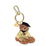 Hand-painted Trench Teddy Bag Charm + Keychain | Eco-Friendly
