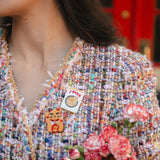 Hand-painted Maneki-Neko Cat Brooch Pin