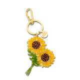 Hand-painted Sunflower Stem Bag Charm + Keychain | Eco-Friendly