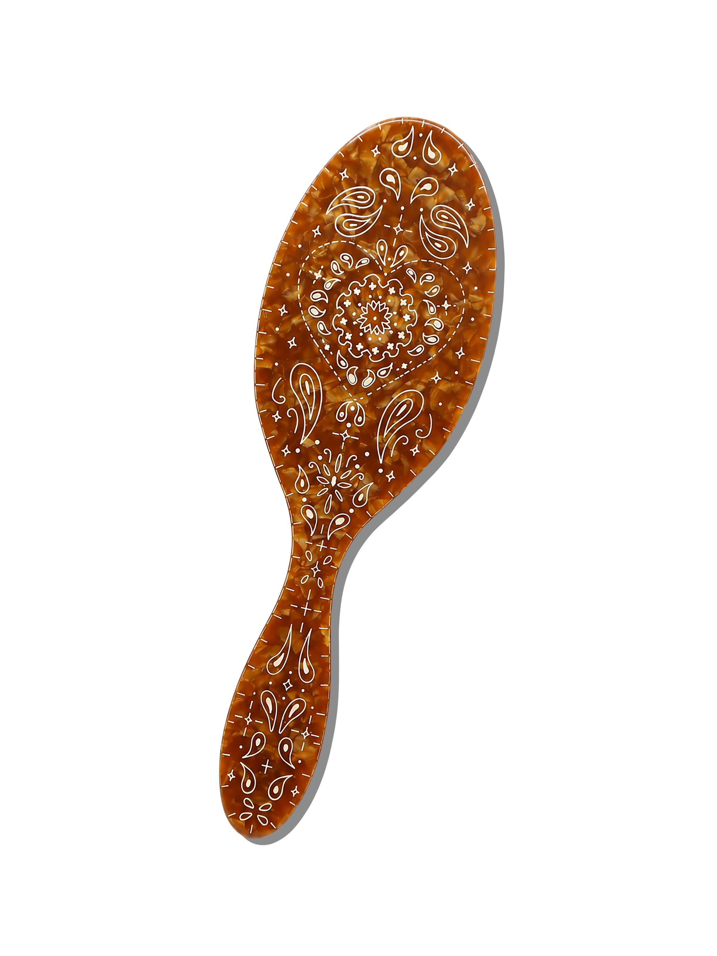 Hand-painted Brown Paisley Brush | Eco-Friendly