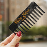 Hand-painted Black Lace Detangling Wide Tooth Hair Comb | Eco-Friendly