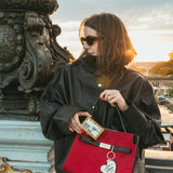 Hand-painted Please Return to City Bag Charm + Keychain | Eco-Friendly