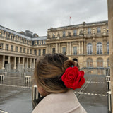 Big Satin Rose Flower Hair Claw Clip