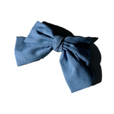 Denim Bow Barrette Hair Clip