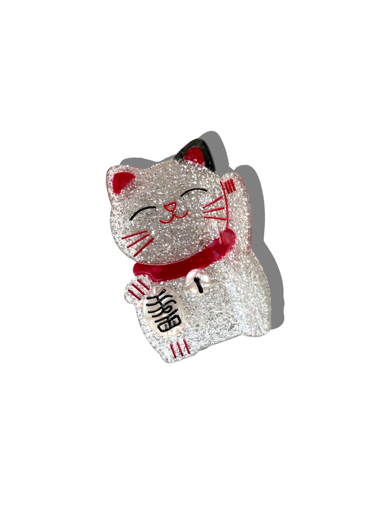 Hand-painted Lucky Cat Claw Hair Clip | Eco-Friendly