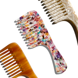 Wide Tooth Handle Acetate Hair Comb | Eco-Friendly