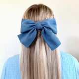 Denim Bow Barrette Hair Clip