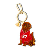 Hand-painted Football Dog Bag Charm + Keychain | Eco-Friendly