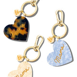 Hand-Painted Mama Heart Acetate Bag Charm + Keychain | Eco-Friendly