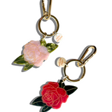 Hand-painted Rose Bag Charm + Keychain | Eco-Friendly