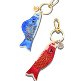 Hand-painted Japanese Carp Bag Charm + Keychain | Eco-friendly