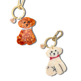 Hand-painted Doodle Puppy Bag Charm + Keychain | Eco-Friendly