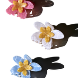 Hand-painted Frangipani Flower Claw Hair Clip | Eco-Friendly