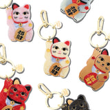 Hand-painted Maneki-Neko Cat Bag Charm + Keychain | Eco-Friendly