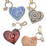 Hand-painted Paisley Heart Bag Charm + Keychain | Eco-Friendly
