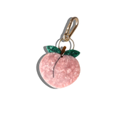 Hand-painted Peach Bag Charm + Keychain | Eco-Friendly