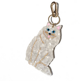 Hand-painted Persian Cat Bag Charm + Keychain | Eco-Friendly