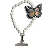 Hand-painted Monarch Butterfly Gemstone Bracelet Phone Chain