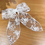 Embroidered Floral Lace Hair Bow Barrette