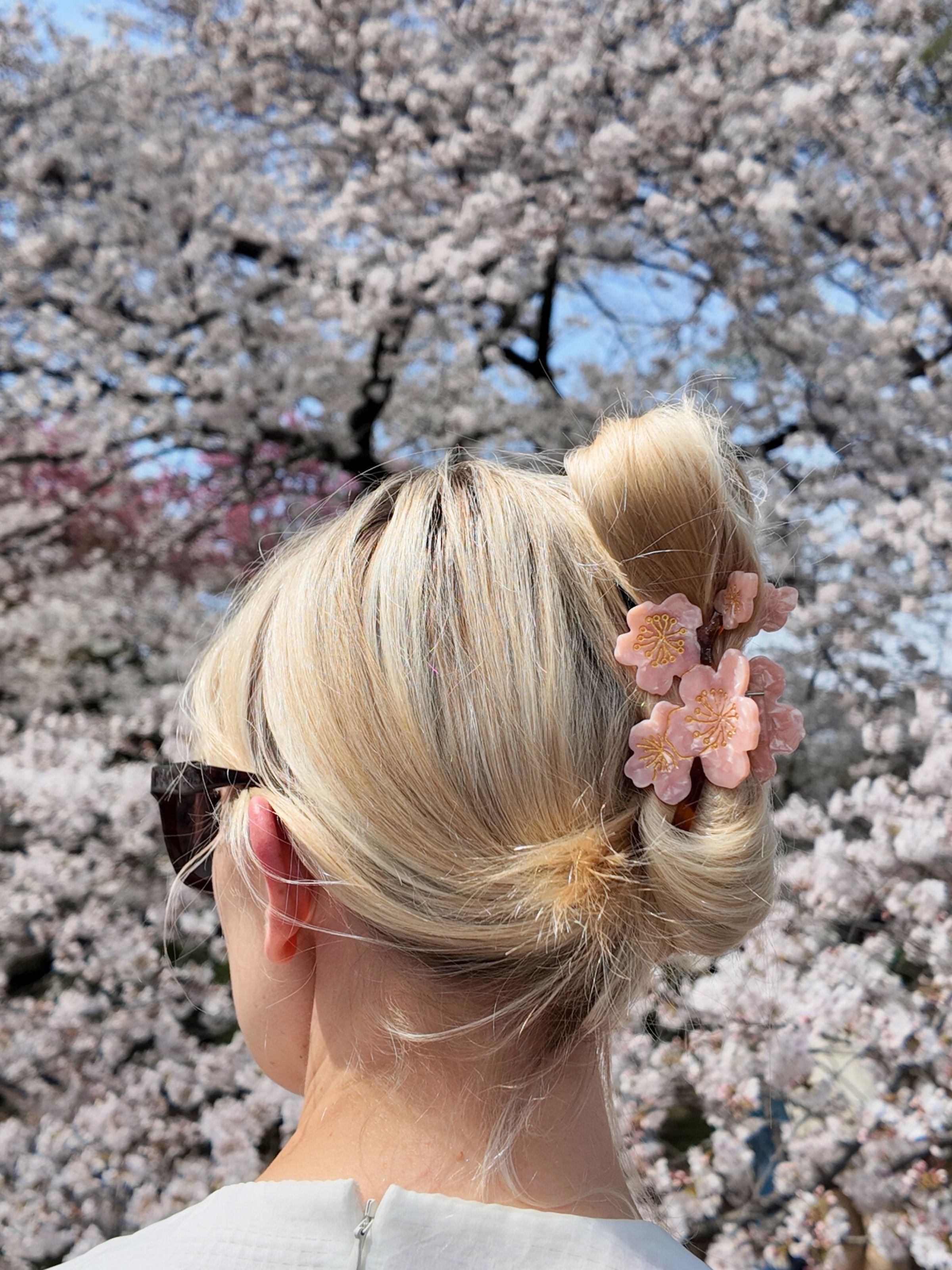 Hand-painted Cherry Blossom Flower Claw Hair Clip | Eco-Friendly