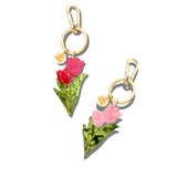 Hand-painted Vintage Tulips Bag Charm + Keychain