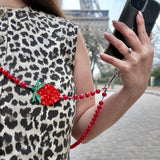 Hand-painted Strawberry Gemstone Crossbody Phone Chain