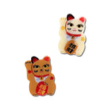 Hand-painted Maneki-Neko Cat Brooch Pin