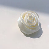 White Rosette Satin Flower Hair Clip