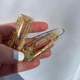 2pc Gold Leaf Resin Hair Clip Set